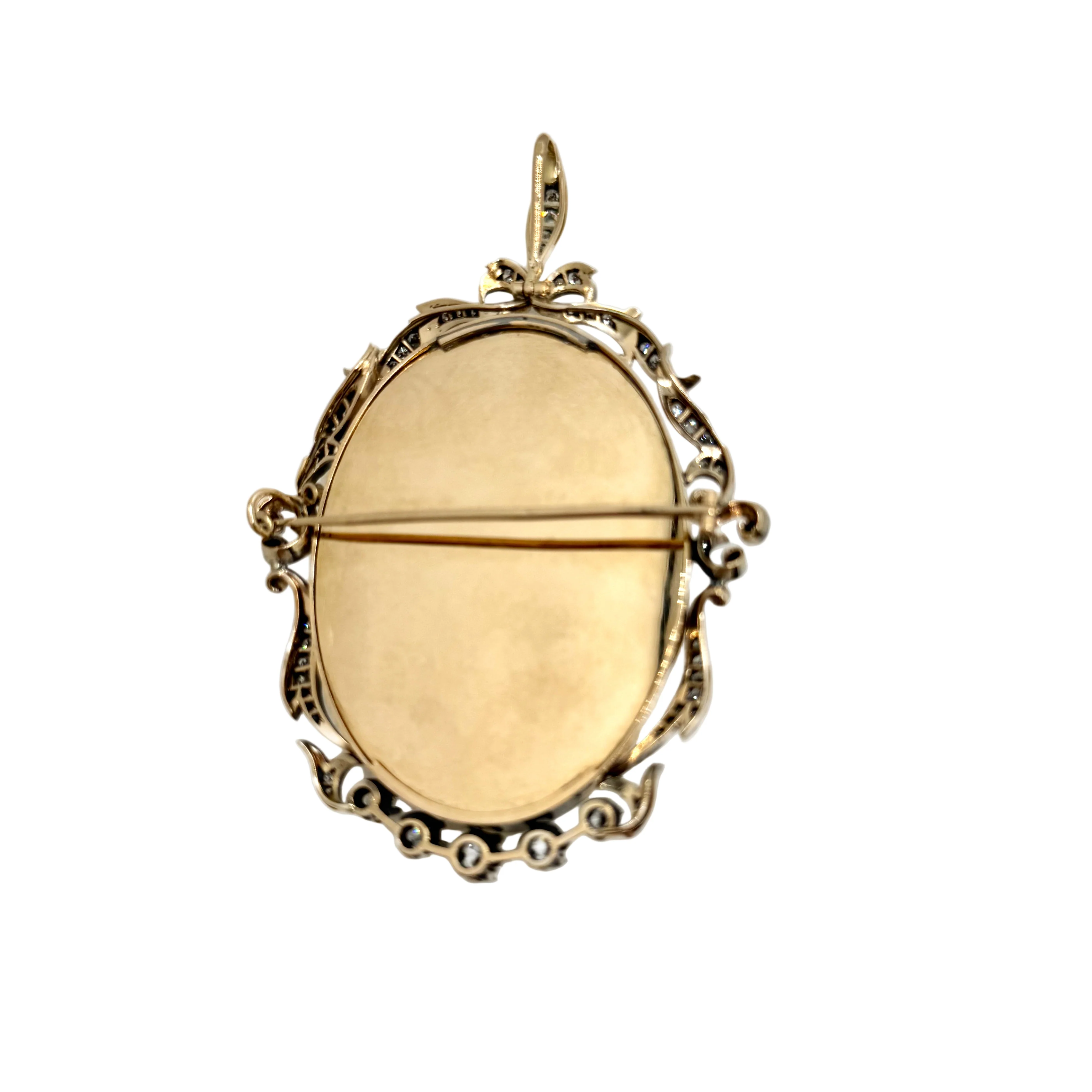 Cameo brooch in white gold, silver and diamonds - Image 3