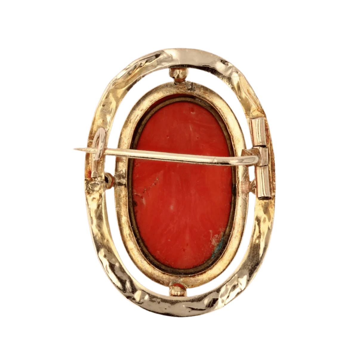 Brooch Cameo in yellow gold and coral - Image 5
