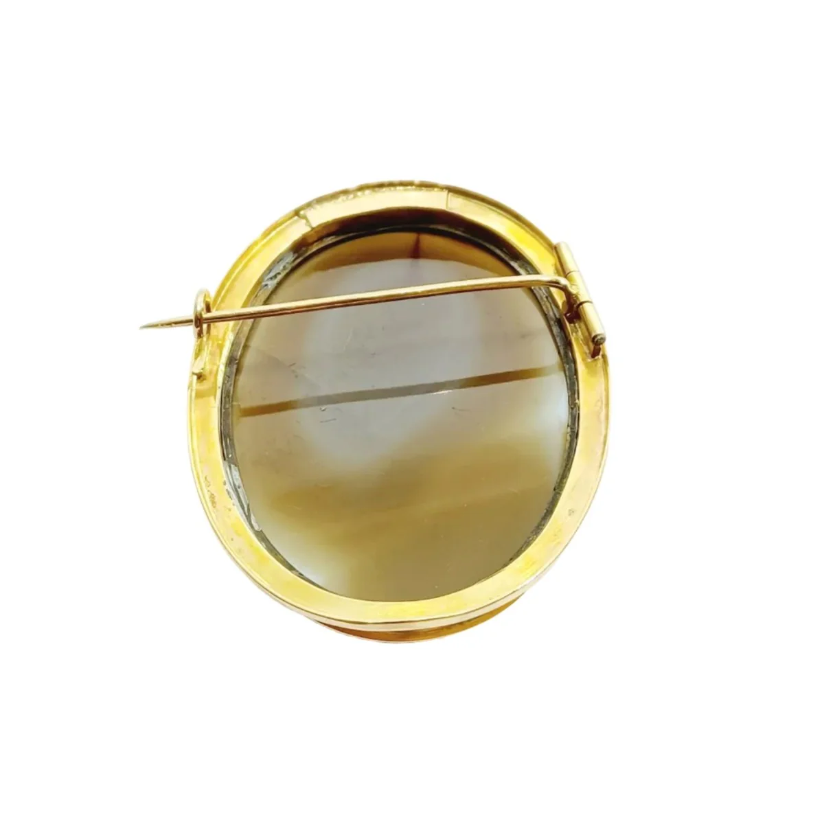 Cameo brooch in yellow gold and agate - Image 4