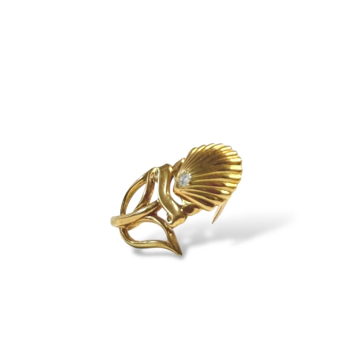 Brooch CARTIER shell and foliage in yellow gold and diamond - Image 4