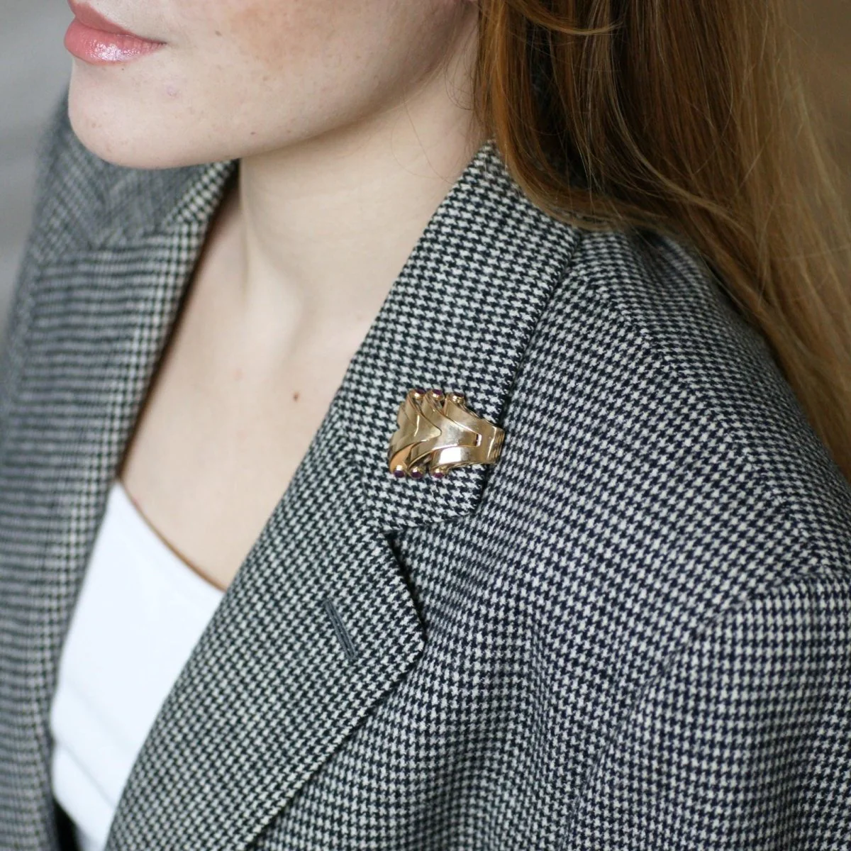 Brooch Clip Boucheron Ruby on Pink Gold 40's - Image 10