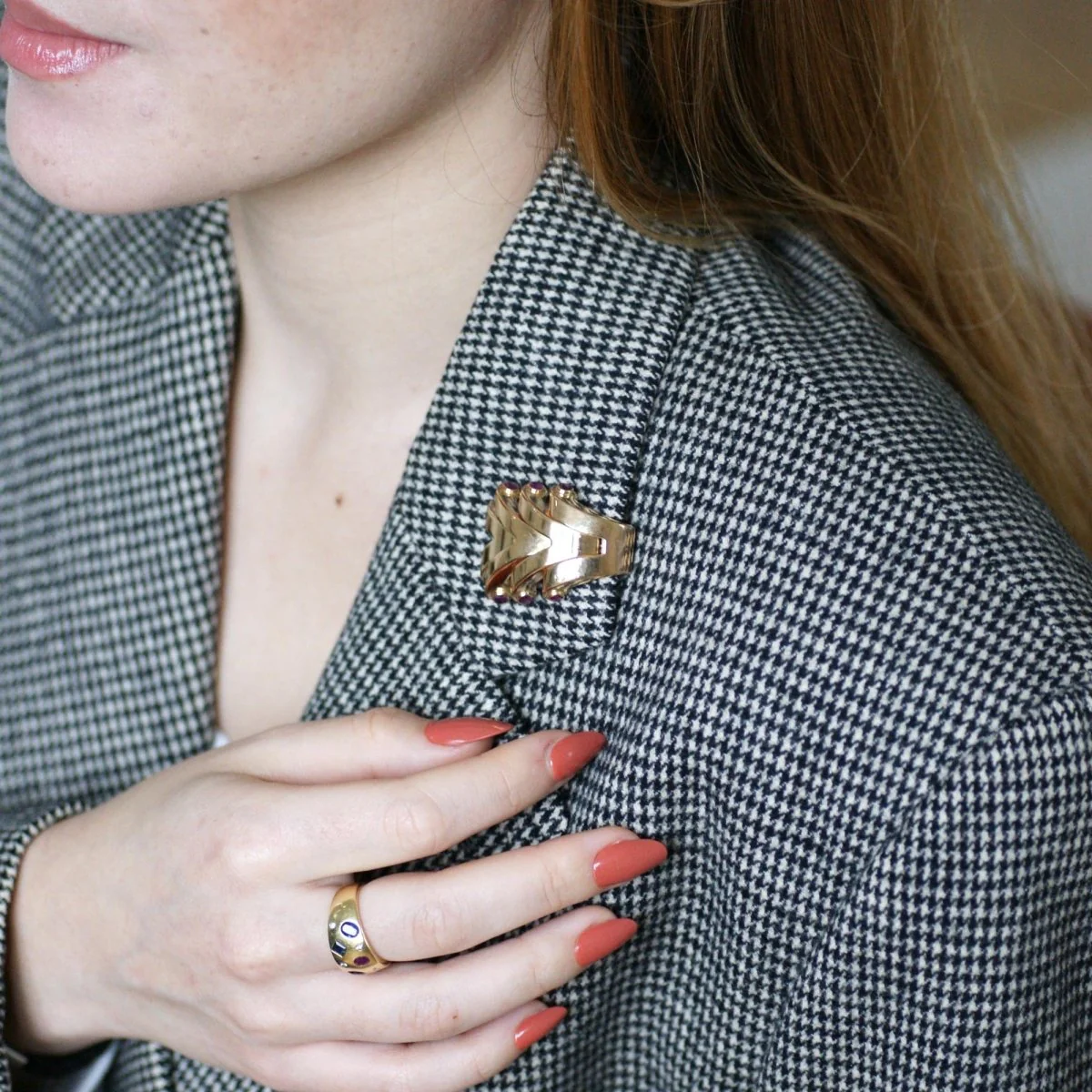 Brooch Clip Boucheron Ruby on Pink Gold 40's - Image 11