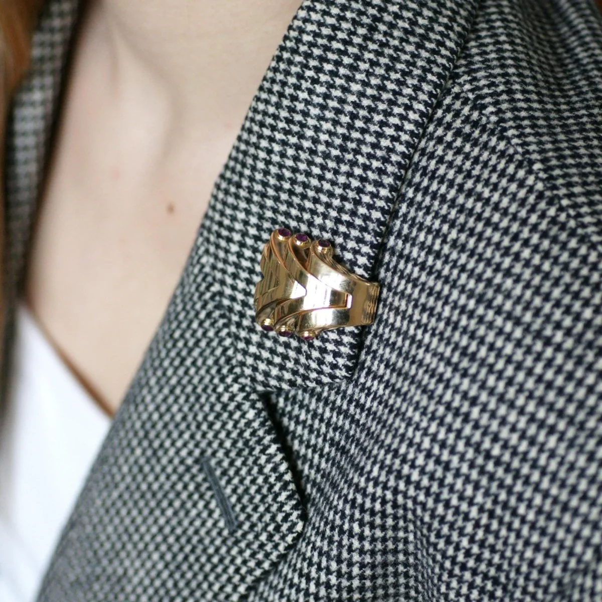 Brooch Clip Boucheron Ruby on Pink Gold 40's - Image 2