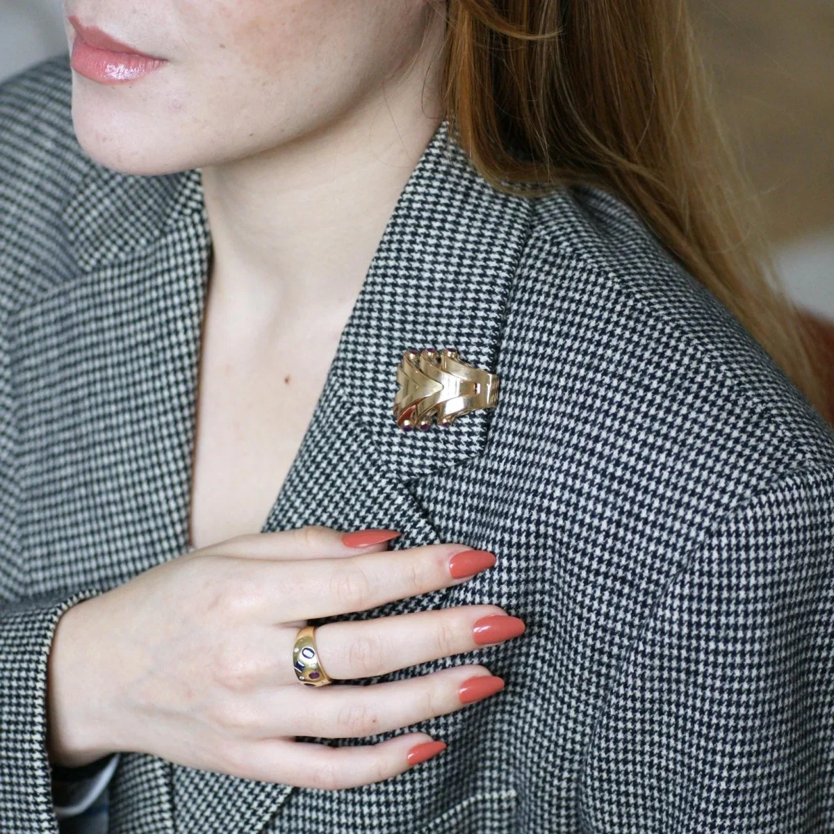Brooch Clip Boucheron Ruby on Pink Gold 40's - Image 9