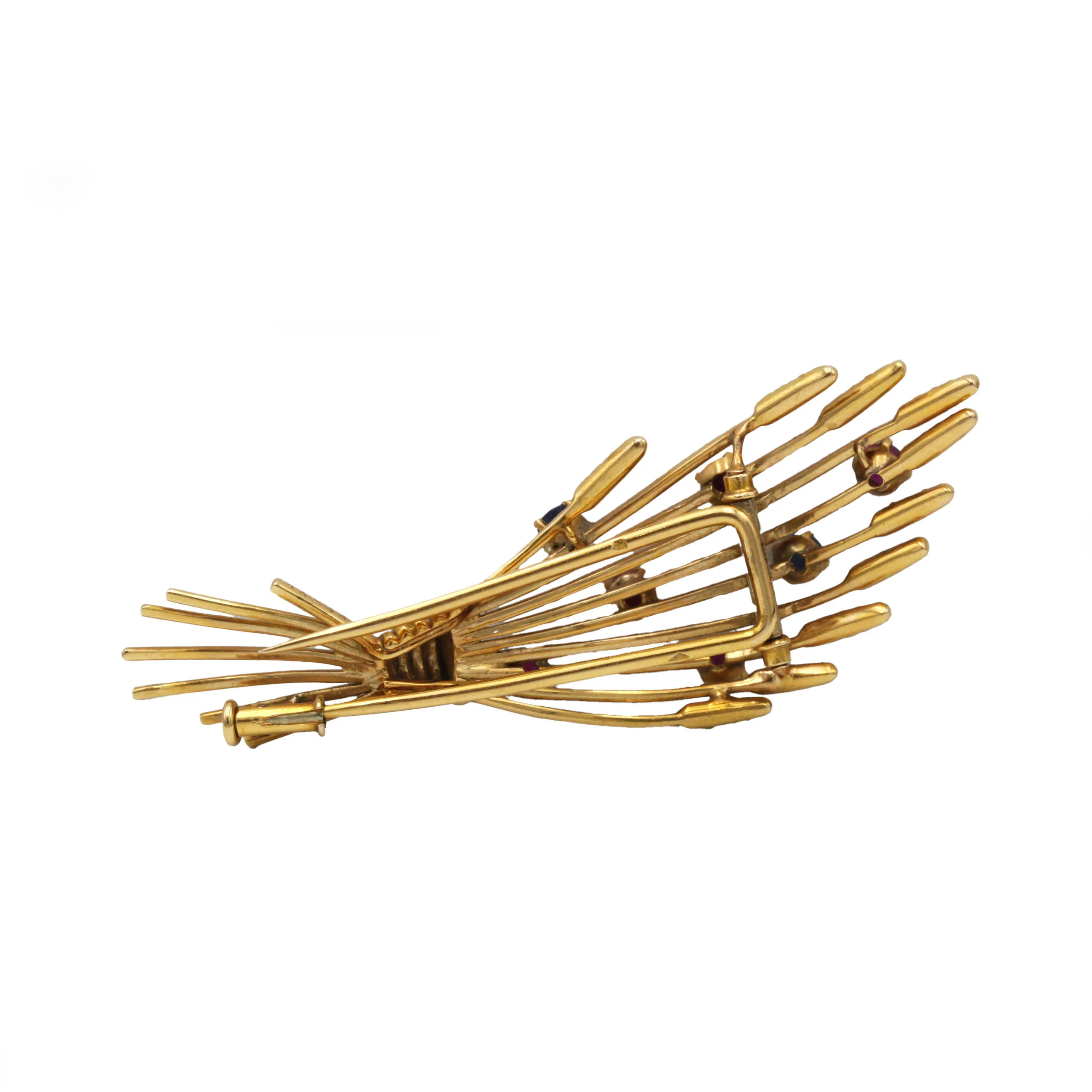 MELLERIO clip brooch in yellow gold, rubies and sapphires - Image 3