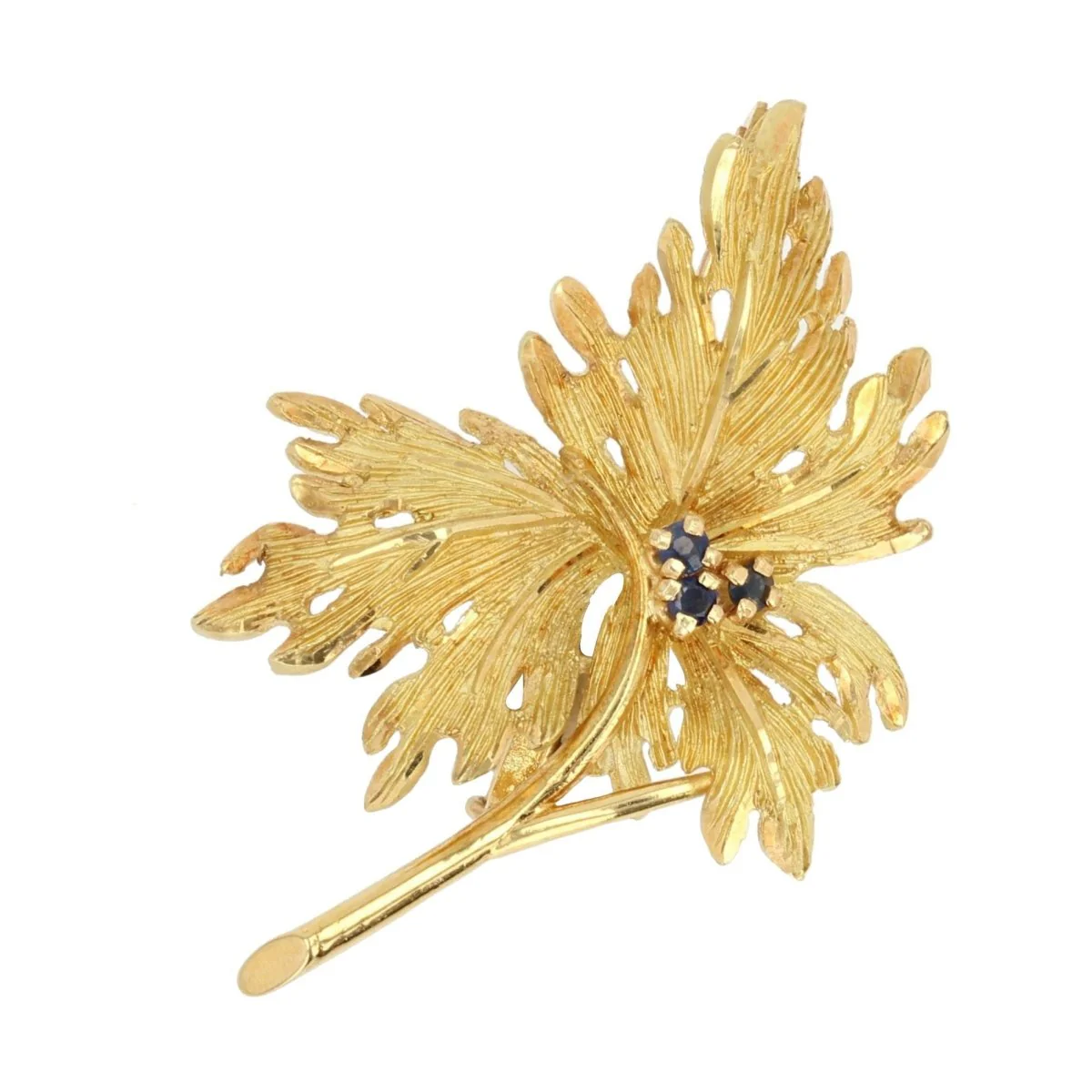 Brooch Pin in yellow gold and sapphires