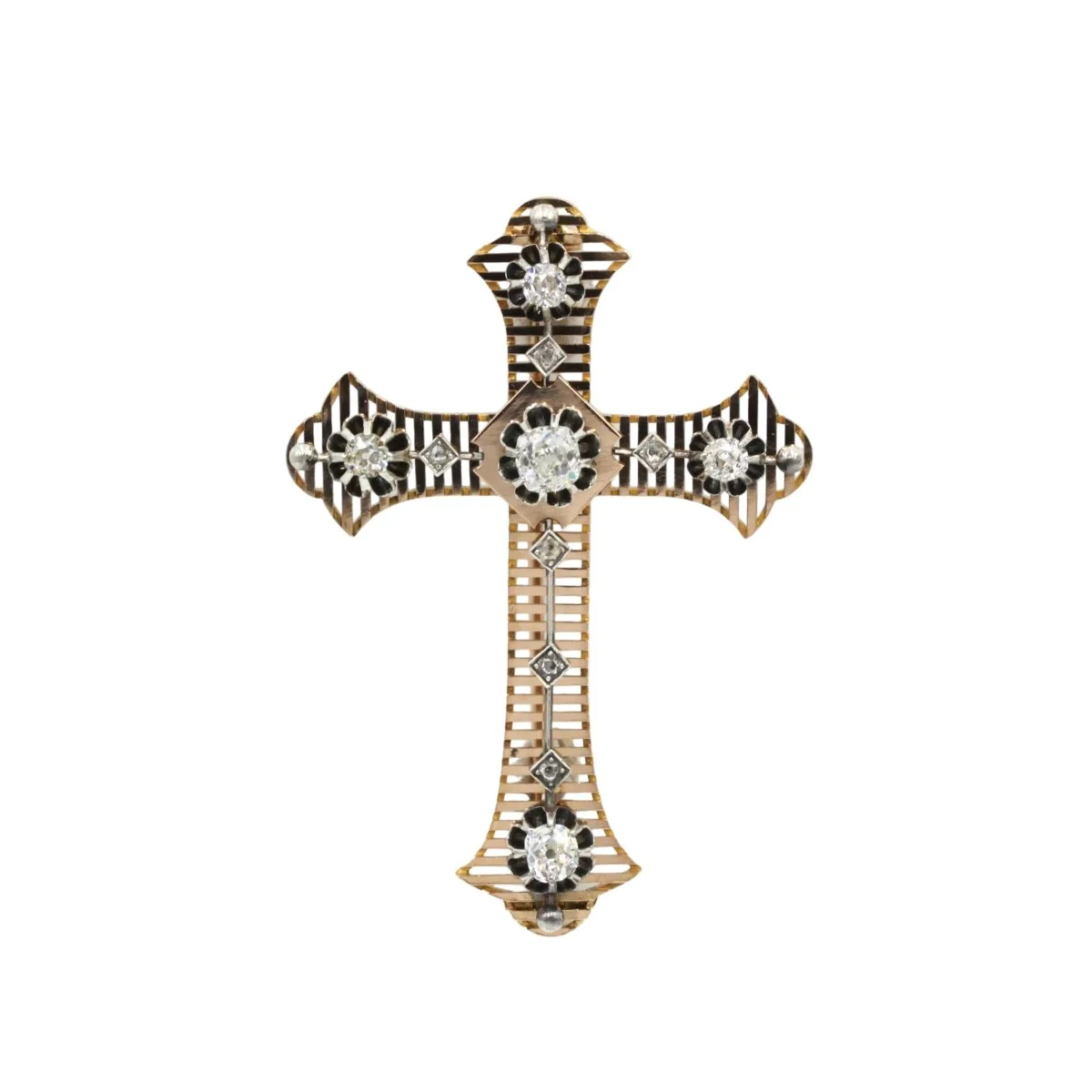 Rose gold, Silver and Diamonds Brooch Pin