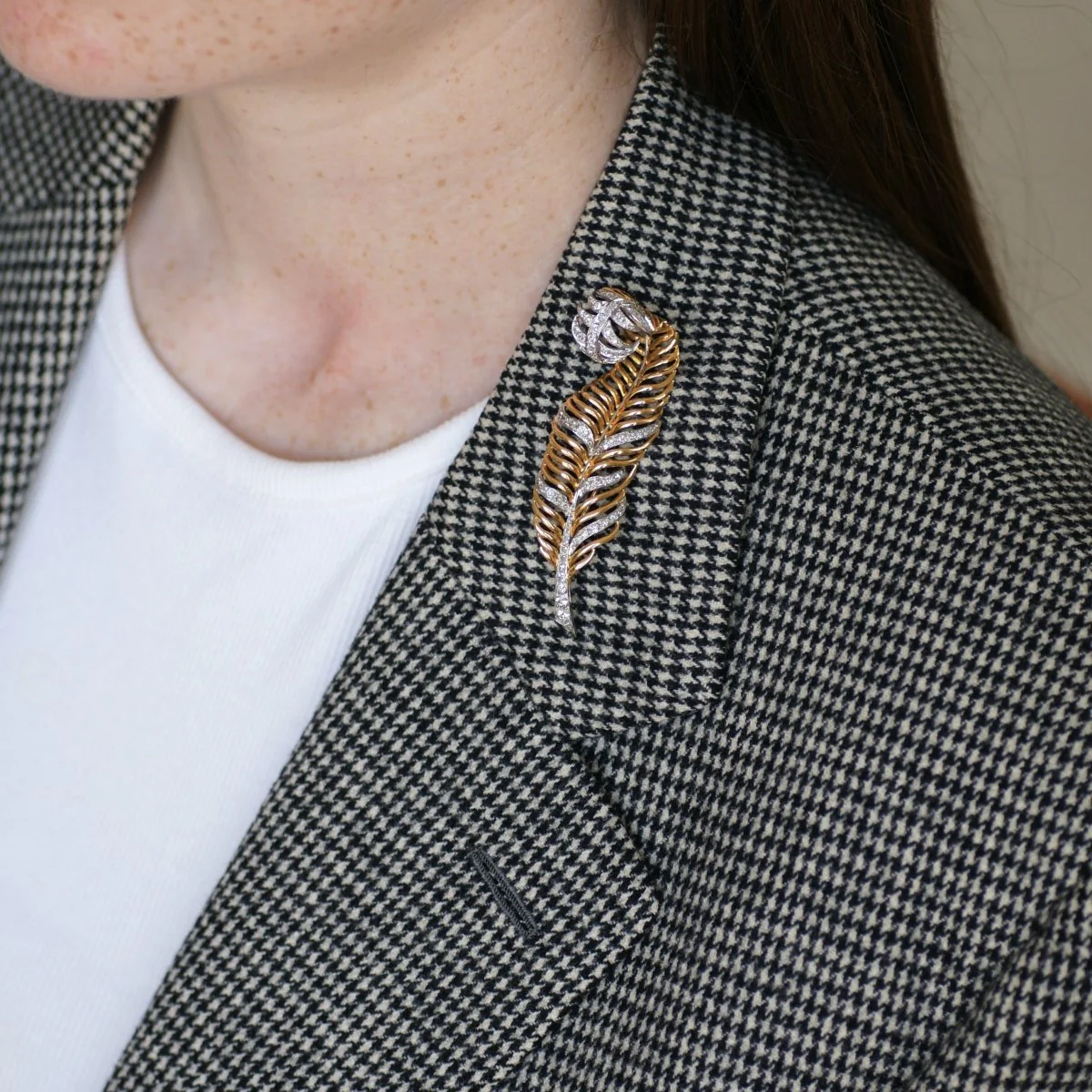 Rose gold, Platinum and Diamond Brooch Pin - Image 2