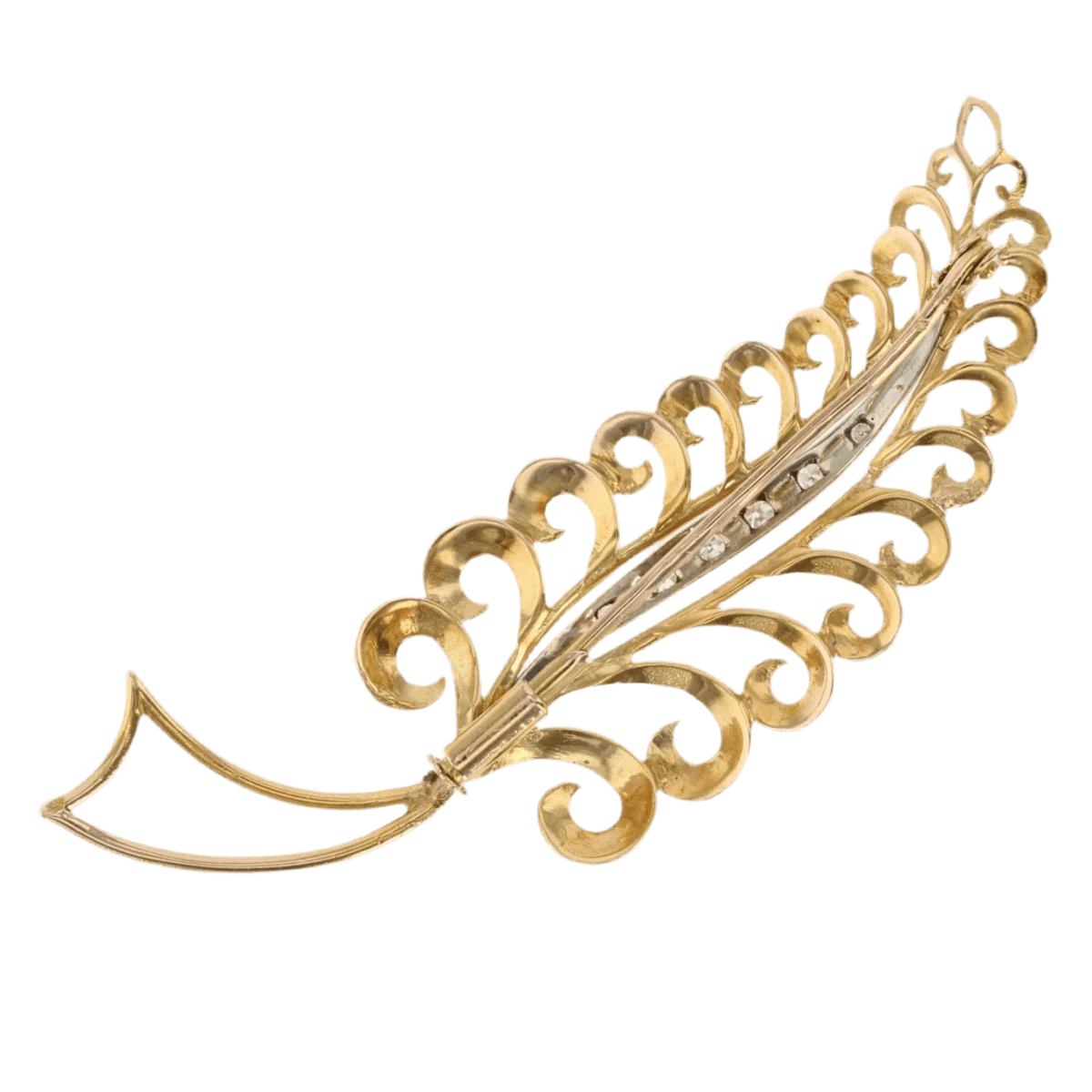 Brooch Pin in yellow gold, white gold and diamonds