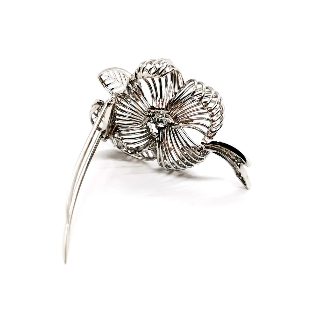 Flower brooch in white gold and diamonds - Image 5