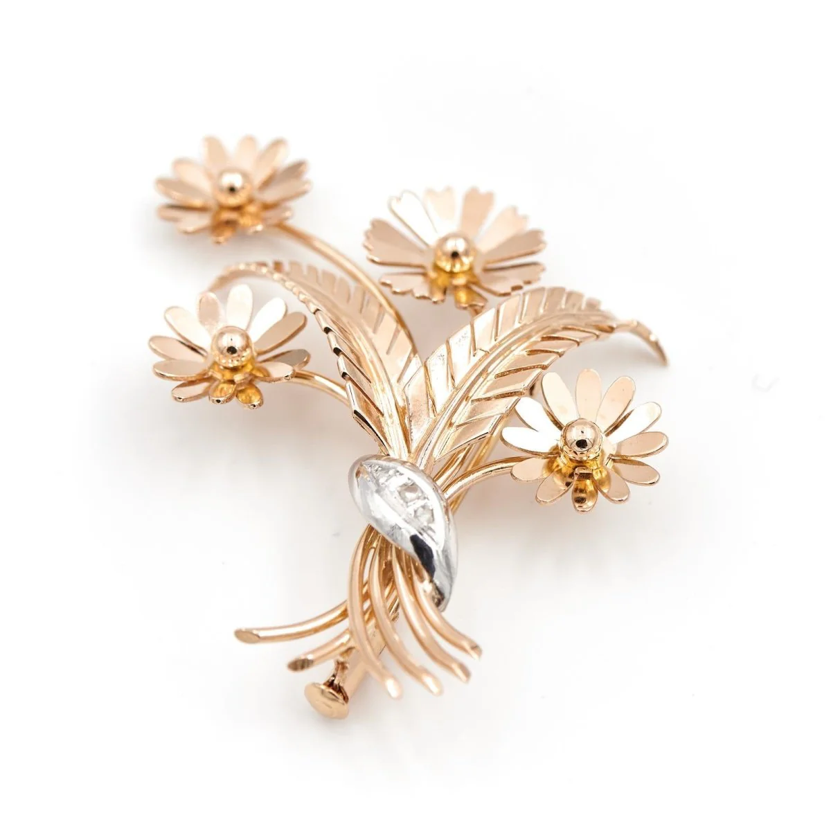 Brooch Flower Rose gold Diamond - Image 4