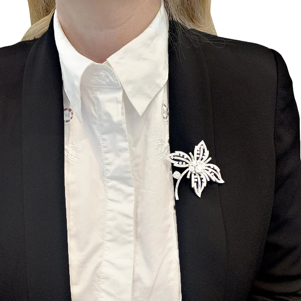 Brooch "Flower paltinium, white gold, diamonds. - Image 2