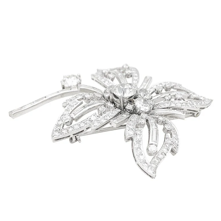 Brooch "Flower paltinium, white gold, diamonds. - Image 6