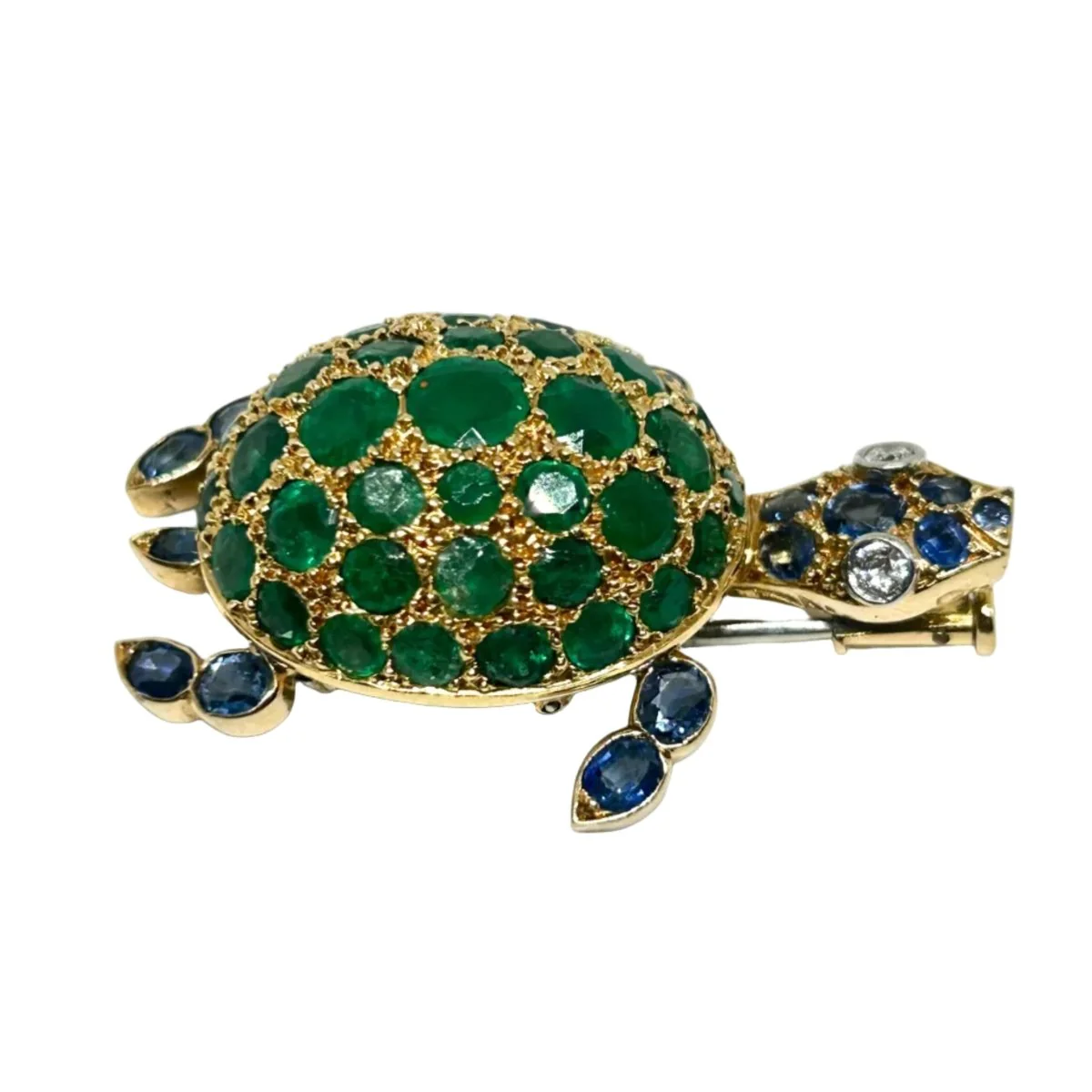 GUBELIN brooch in yellow gold, with emeralds, sapphires, and diamonds - Image 3