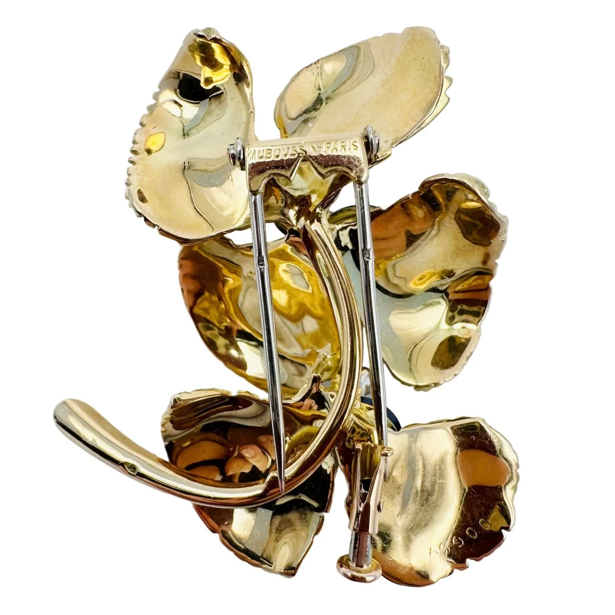 MAUBOUSSIN "Two flowers" Brooch in yellow gold, sapphires and diamonds - Image 6