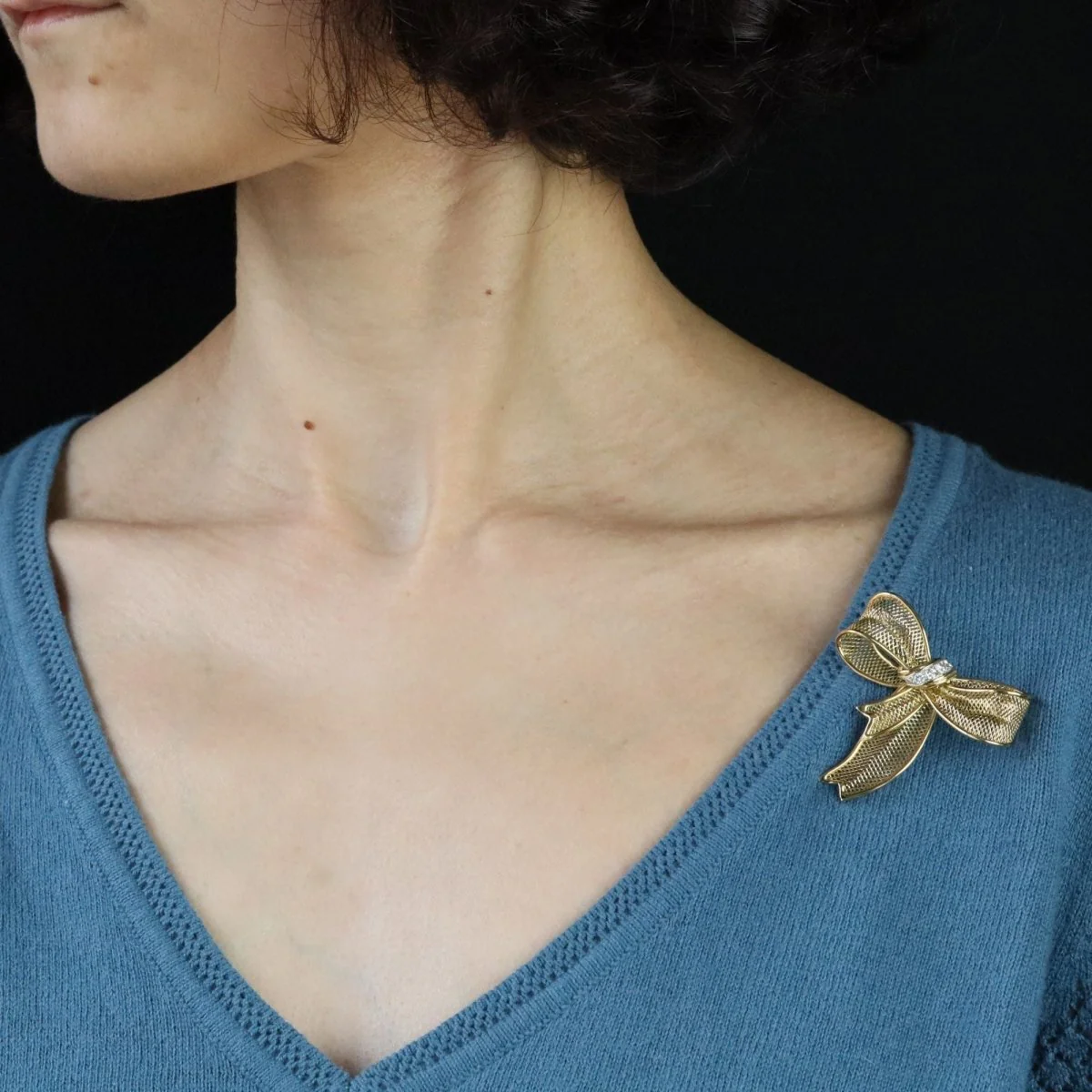 Brooch node in yellow gold and diamonds - Image 4
