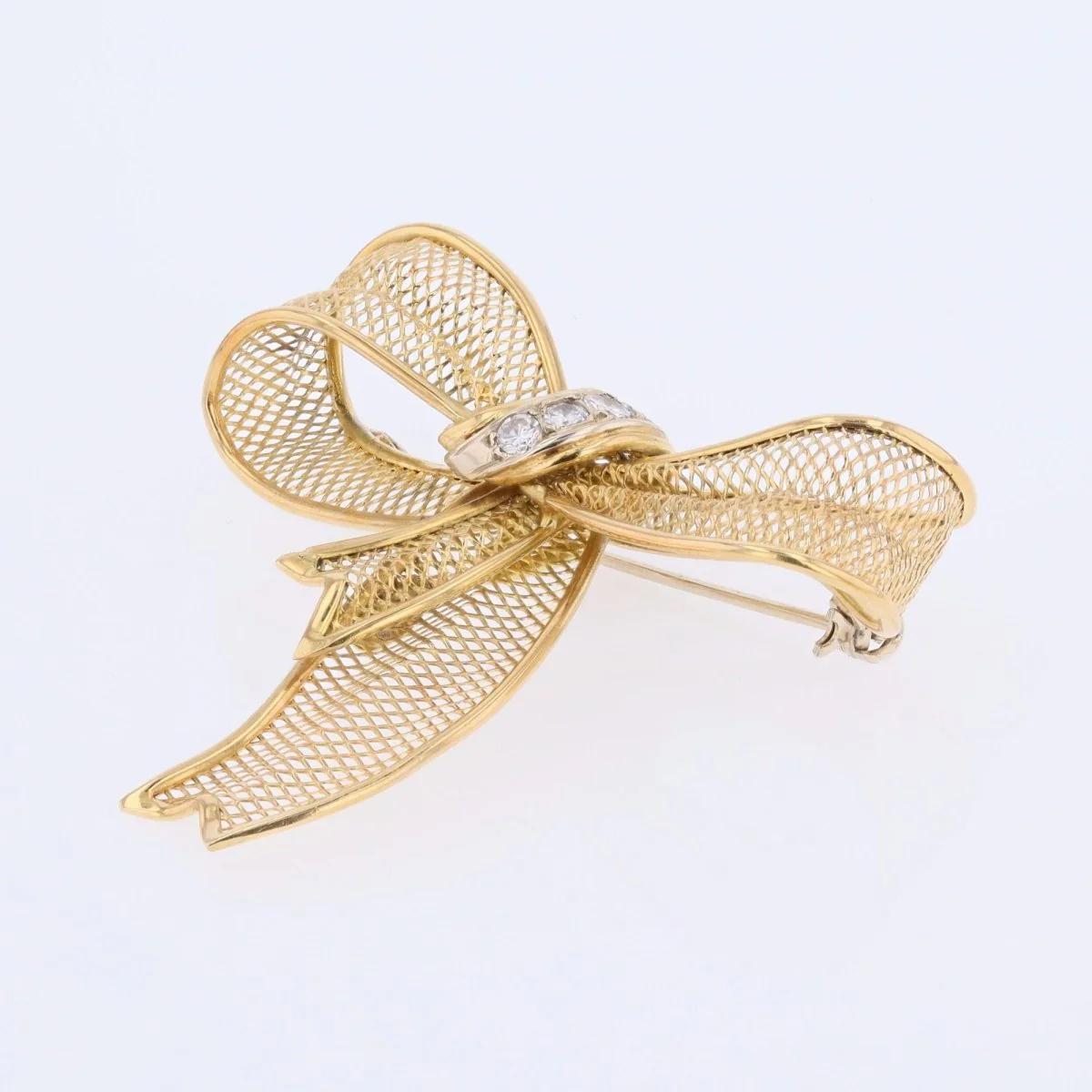 Brooch node in yellow gold and diamonds - Image 5