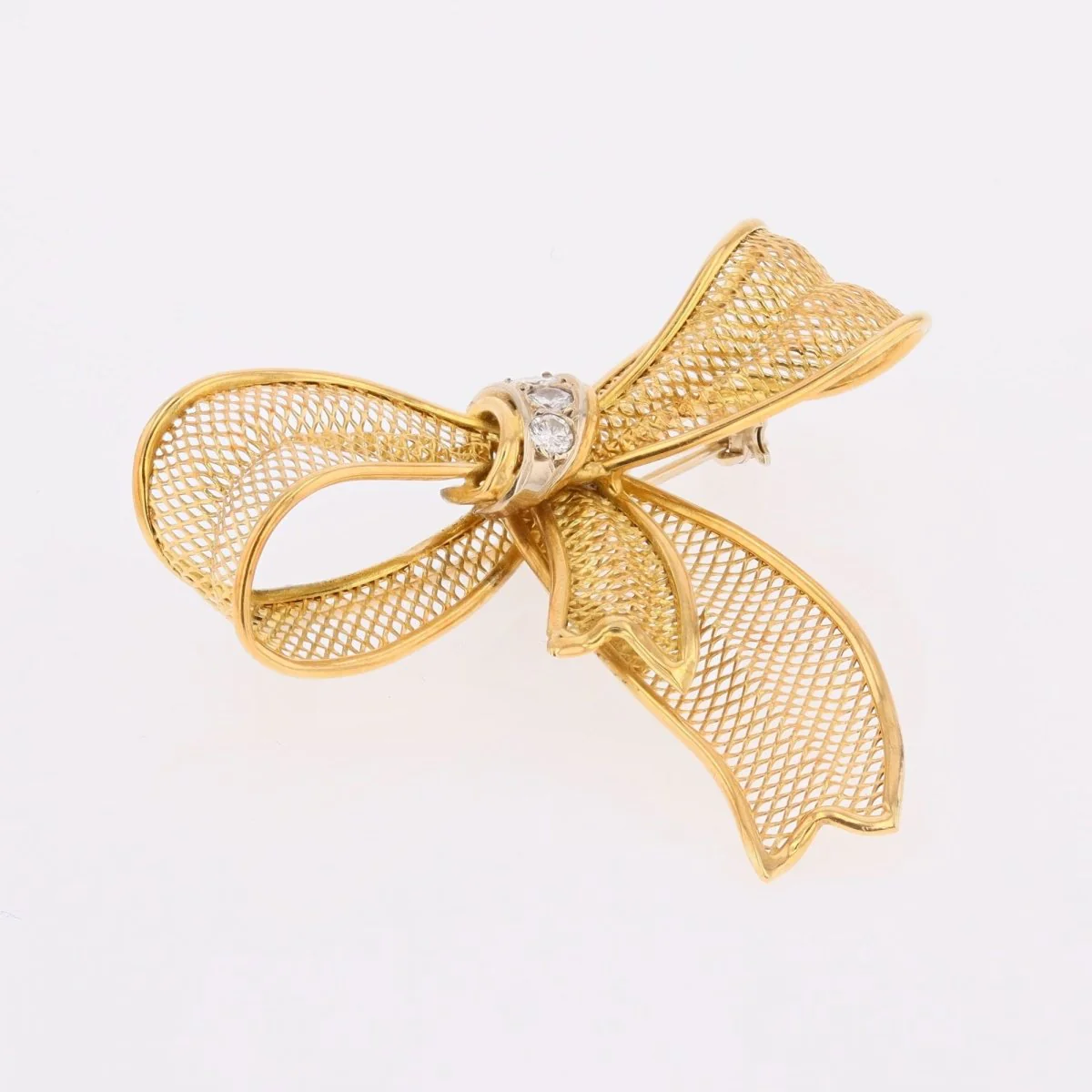 Brooch node in yellow gold and diamonds - Image 6