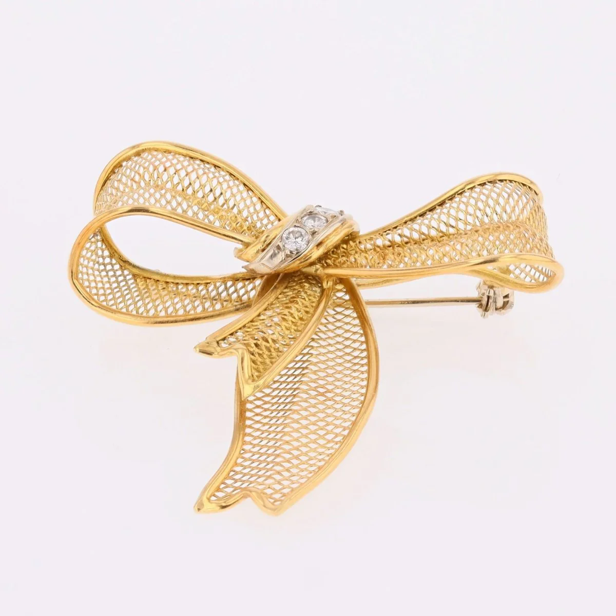 Brooch node in yellow gold and diamonds - Image 9