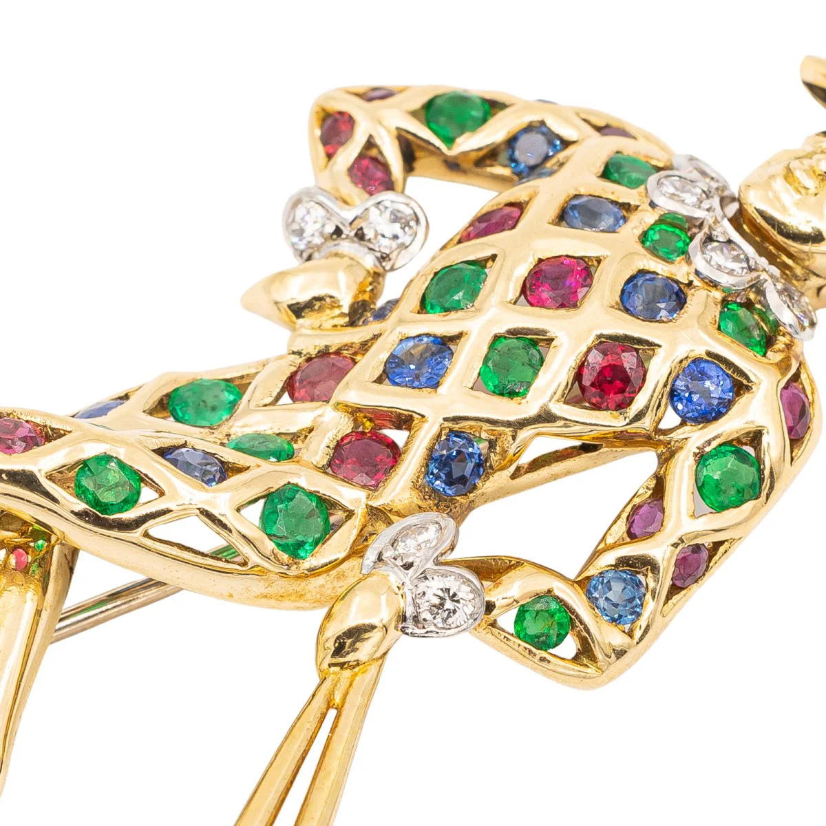Emerald yellow gold brooch - Image 5