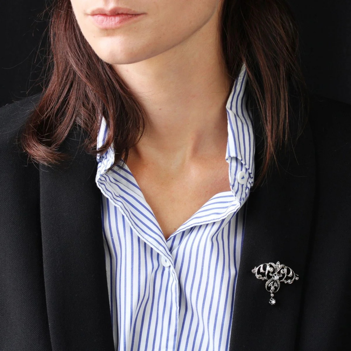Brooch/Pin in rose gold, yellow gold, silver and diamonds - Image 2