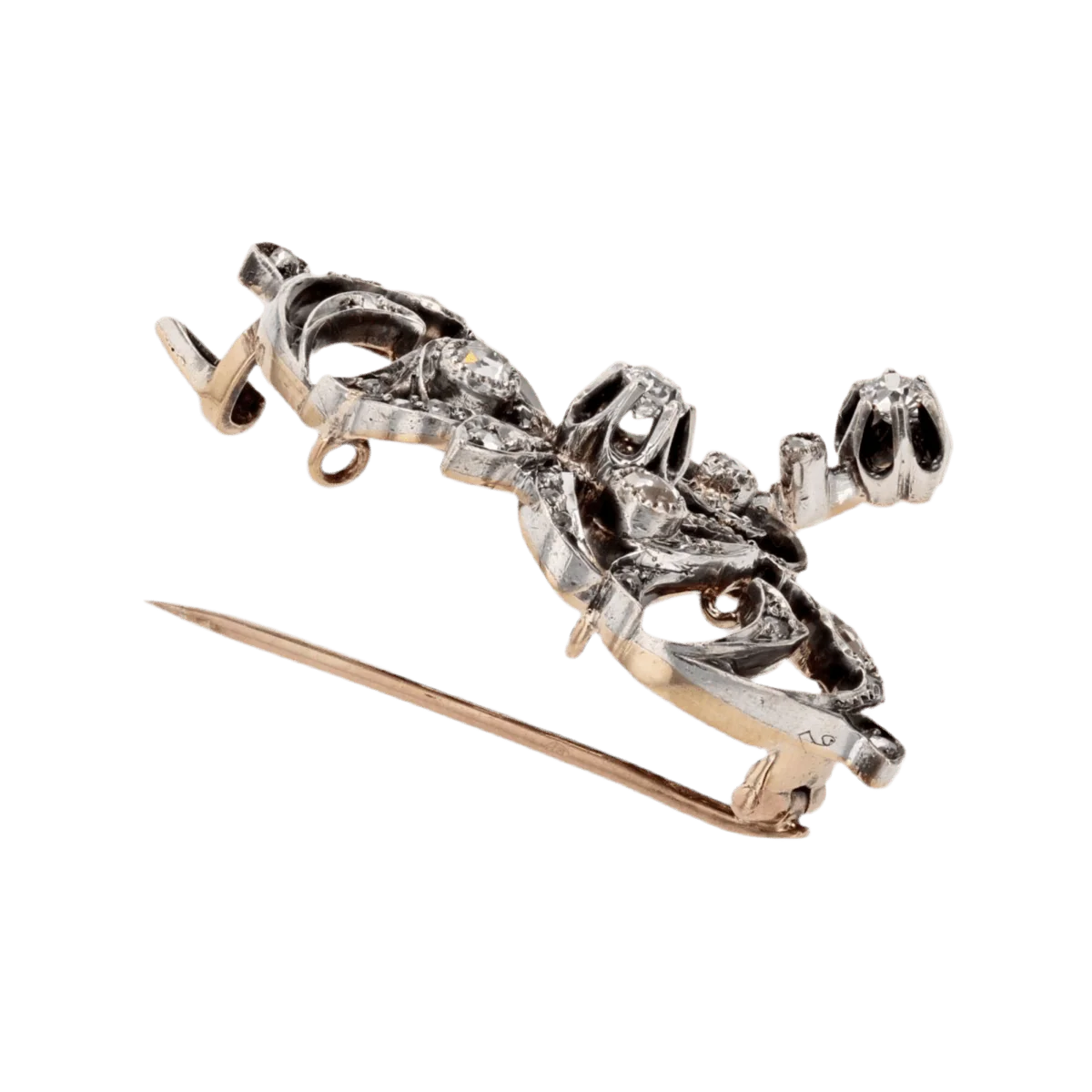Brooch/Pin in rose gold, yellow gold, silver and diamonds - Image 3