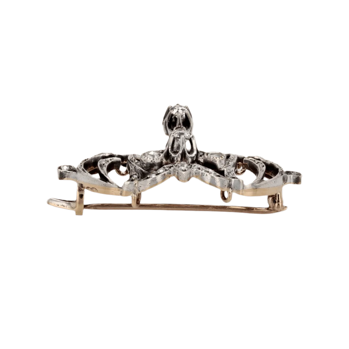 Brooch/Pin in rose gold, yellow gold, silver and diamonds - Image 4
