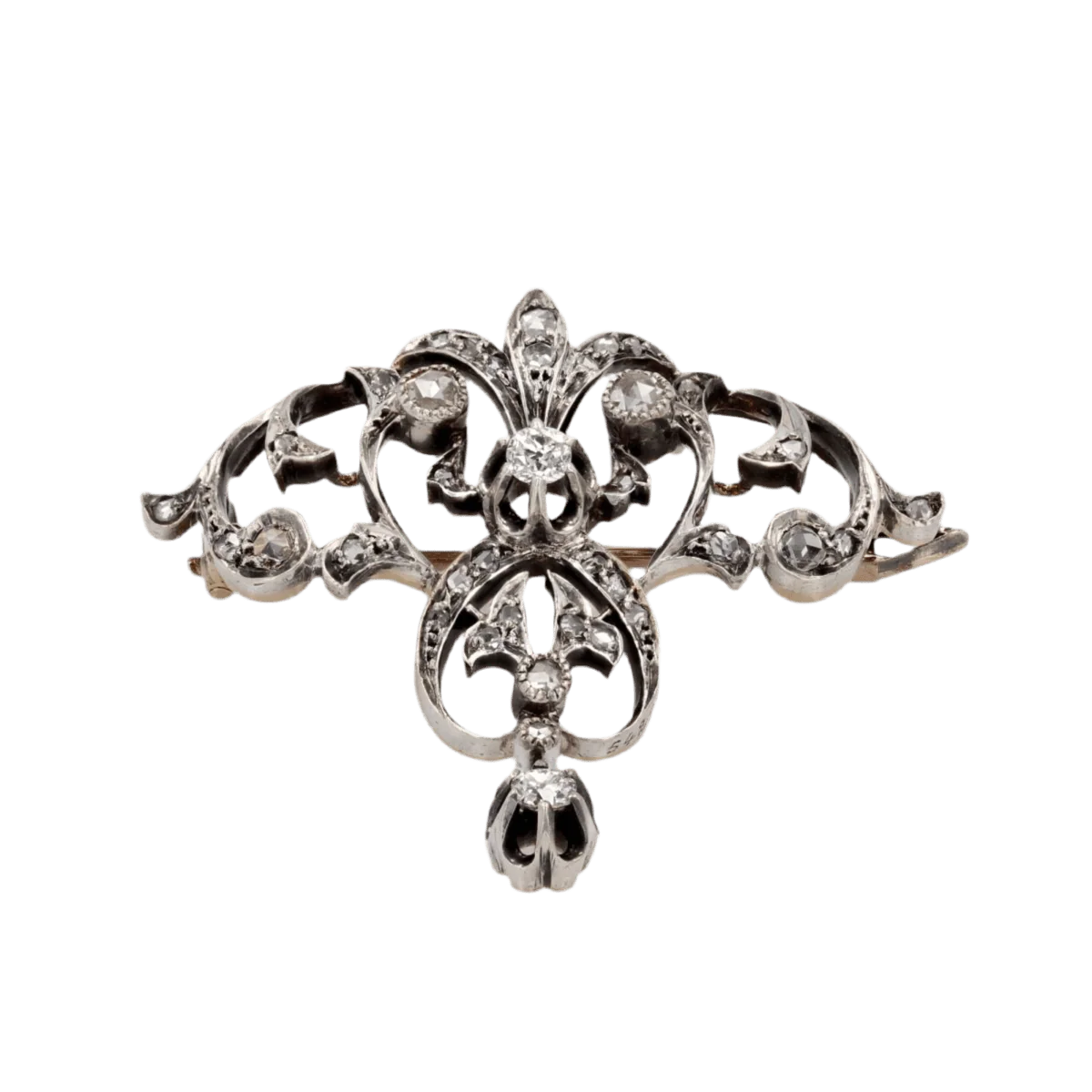 Brooch/Pin in rose gold, yellow gold, silver and diamonds - Image 5