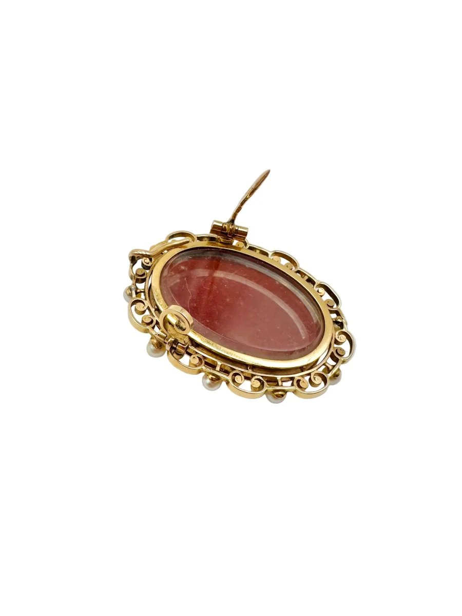 Yellow gold and Agate Cameo Brooch - Image 3