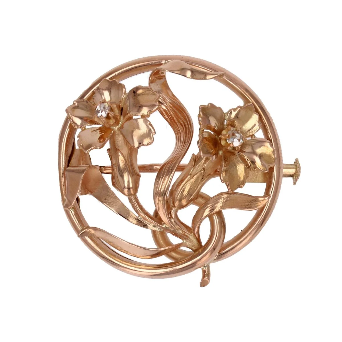 Rose gold and diamond brooch pin