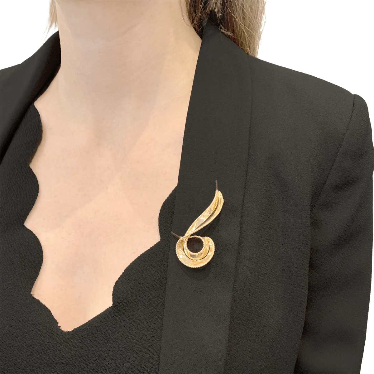 Rose gold "Volute" pin brooch - Image 2