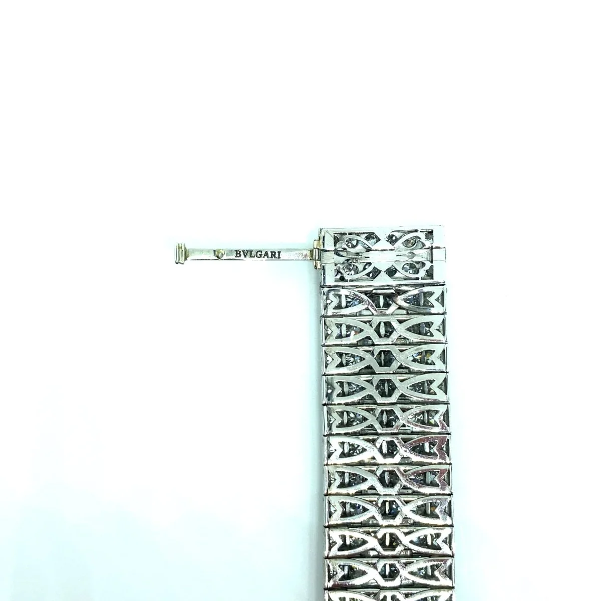 Bulgari Art Deco 30 Carat Diamond Engraved Platinum Tennis Bracelet - Image 10