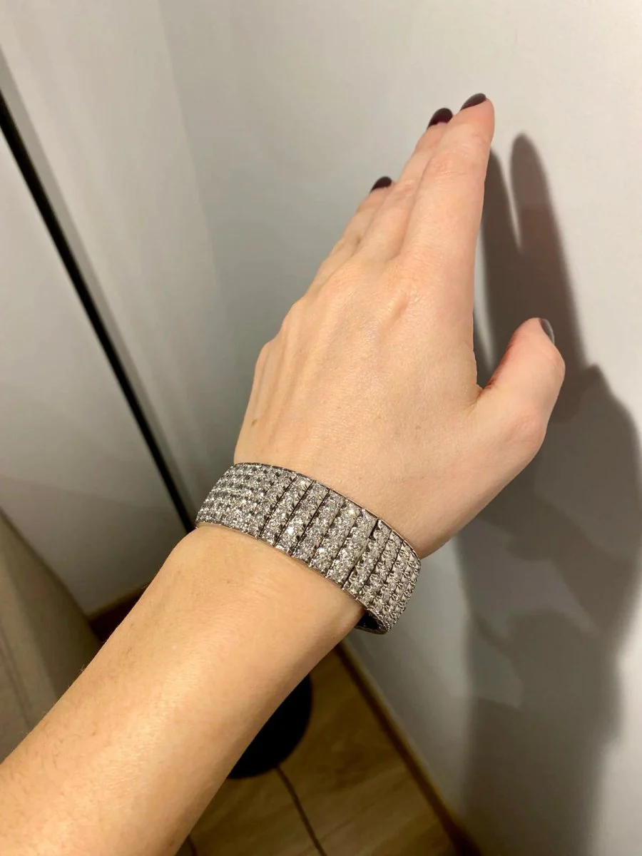 Bulgari Art Deco 30 Carat Diamond Engraved Platinum Tennis Bracelet - Image 21