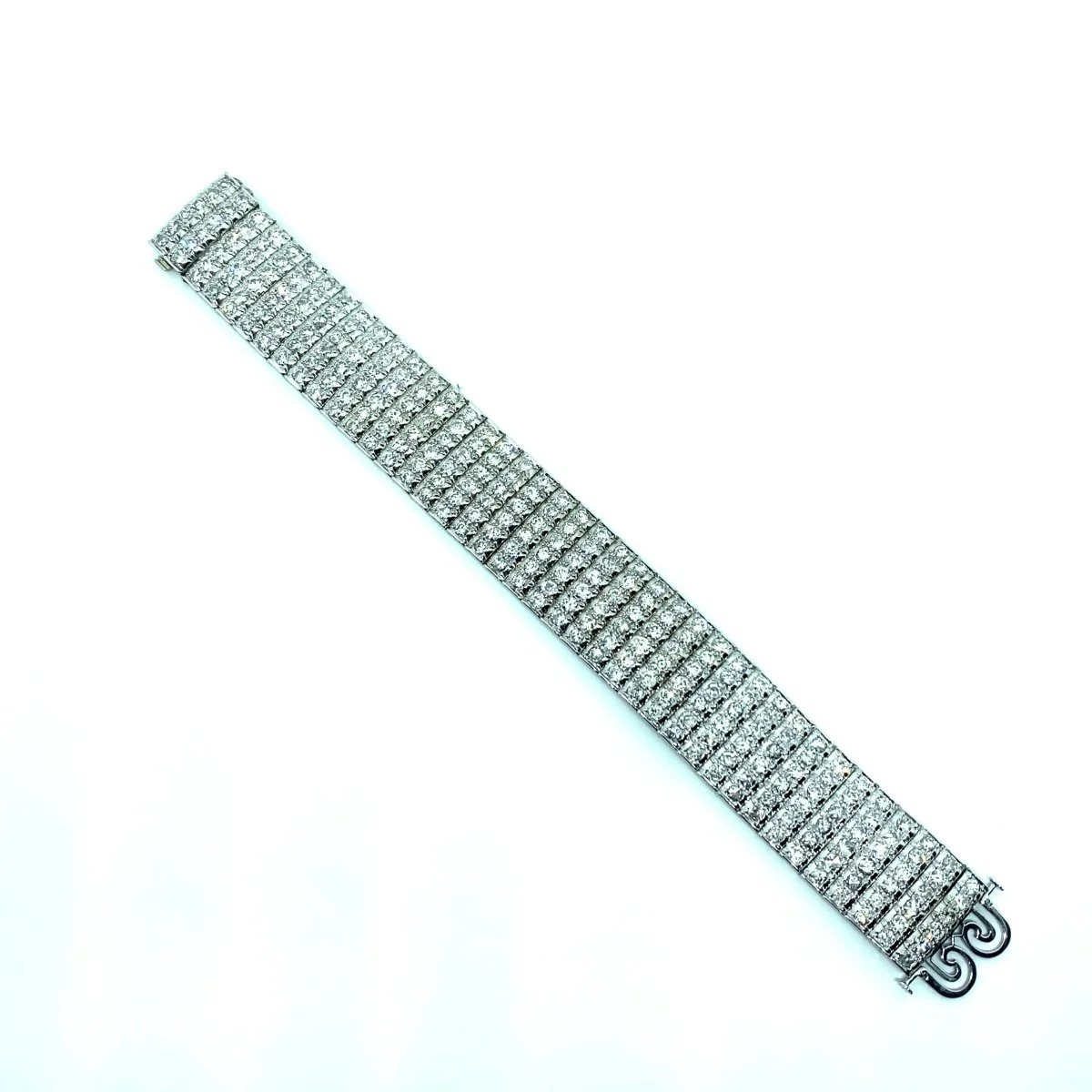 Bulgari Art Deco 30 Carat Diamond Engraved Platinum Tennis Bracelet - Image 6