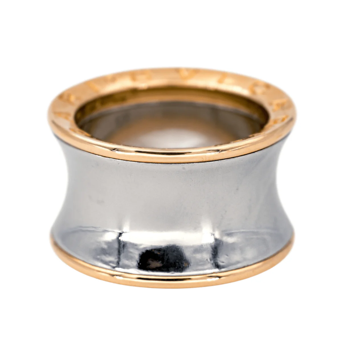 Ring BULGARI "B.ZERO1" headband in rose gold and steel