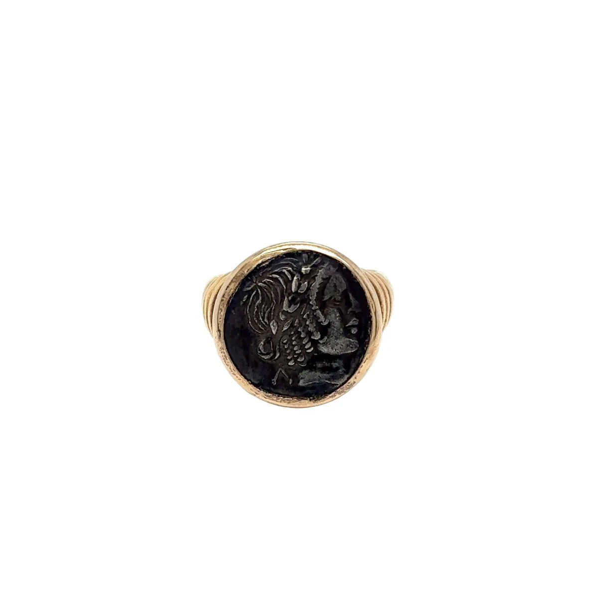 BULGARI "Monete" signet ring in yellow gold and silver