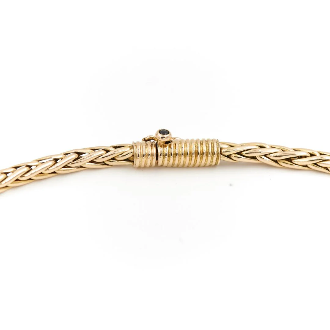 CAPLAIN SAINT ANDRÉ palm tree mesh necklace, yellow gold and sapphire - Image 4