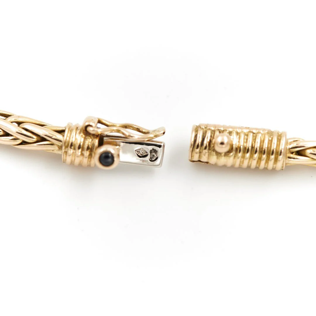 CAPLAIN SAINT ANDRÉ palm tree mesh necklace, yellow gold and sapphire - Image 6