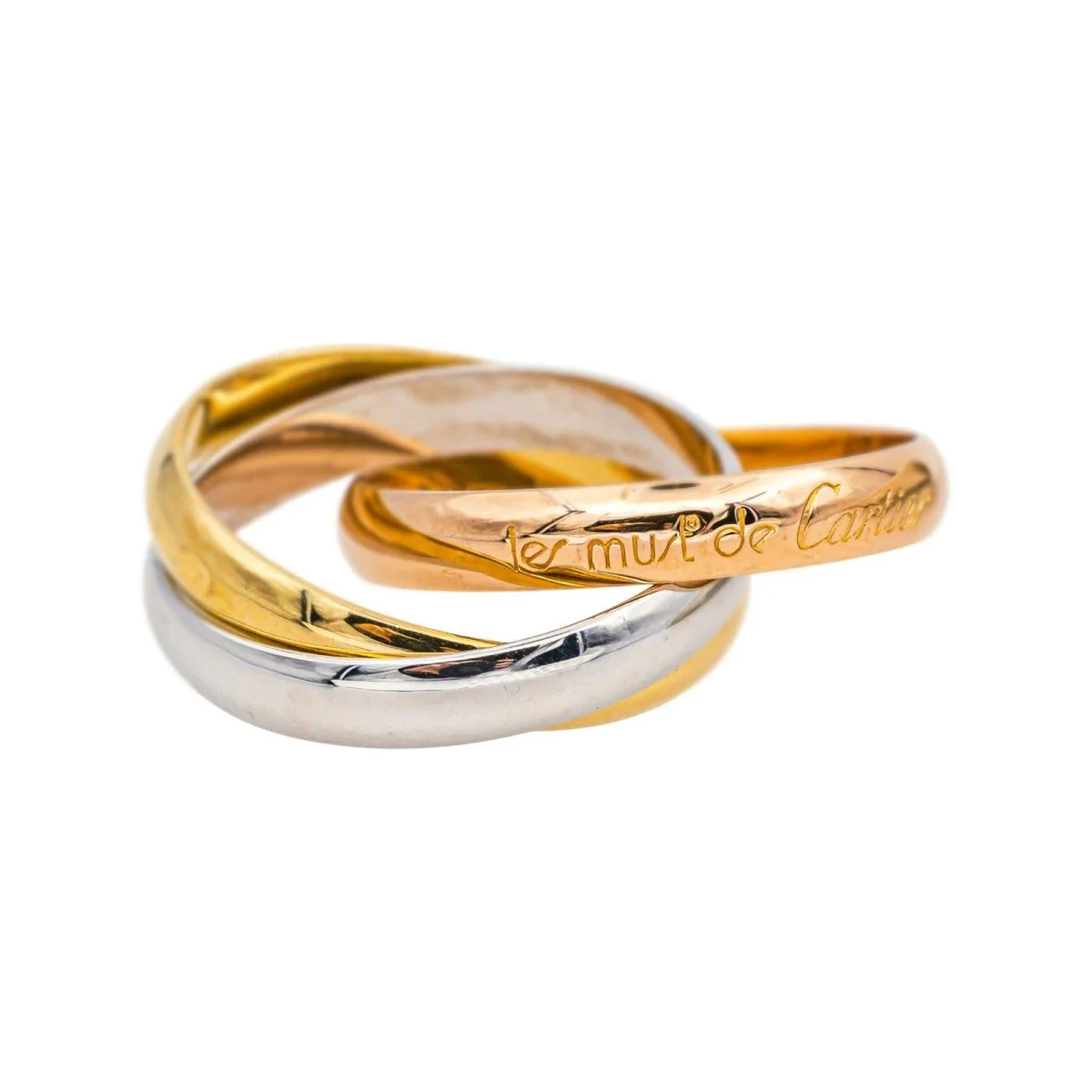 Cartier "Trinity" wedding band in yellow, white, and rose gold - Image 3