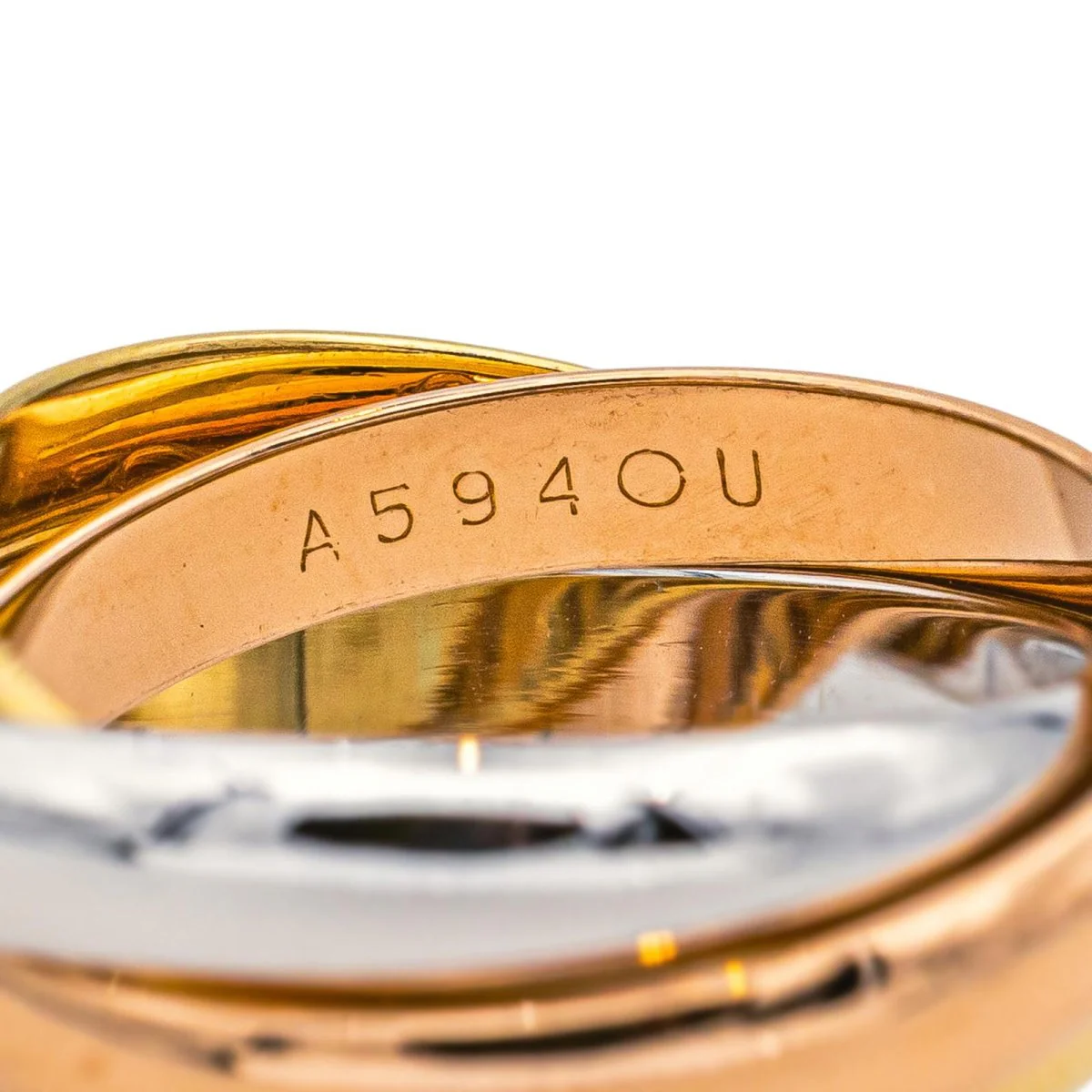 Cartier "Trinity" wedding band in yellow, white, and rose gold - Image 4