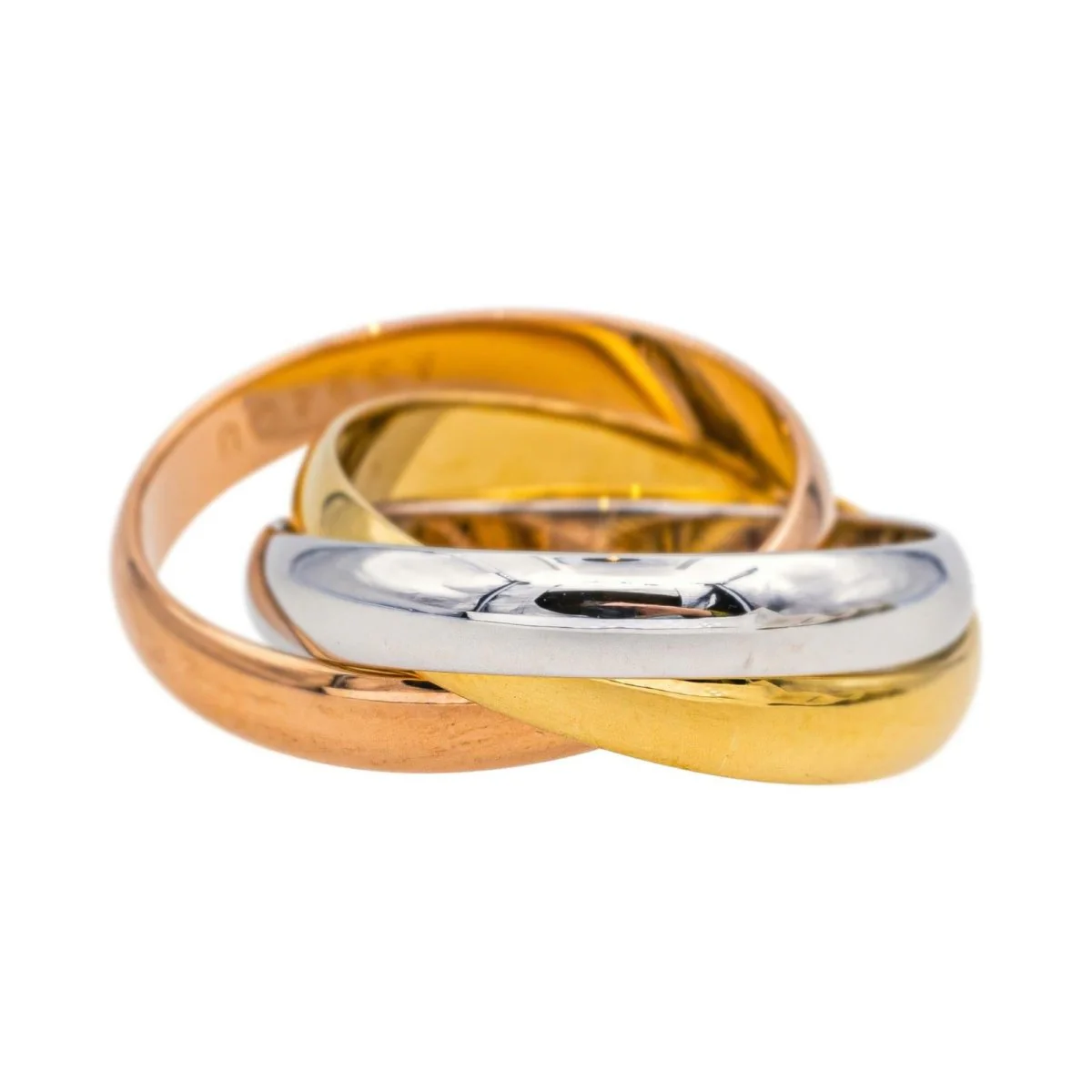 Cartier "Trinity" wedding band in yellow, white, and rose gold - Image 5