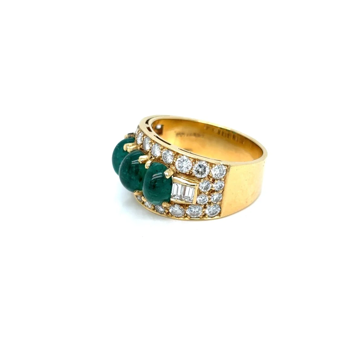 Bulgari Emerald Diamond Trombino Gold ring, CA. 1970s - Image 4