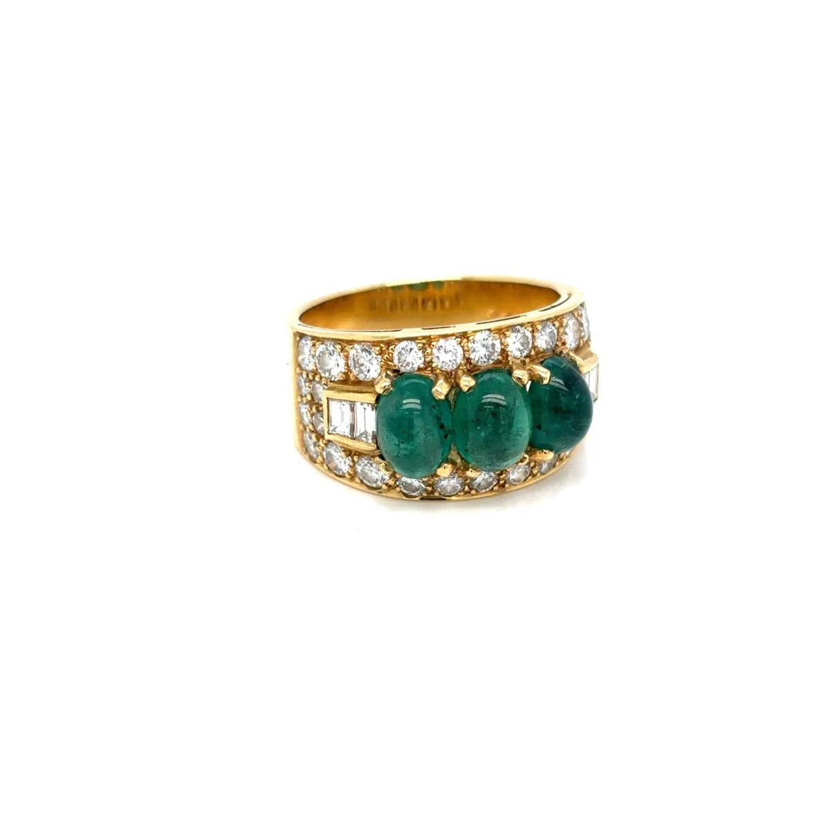 Bulgari Emerald Diamond Trombino Gold ring, CA. 1970s - Image 8