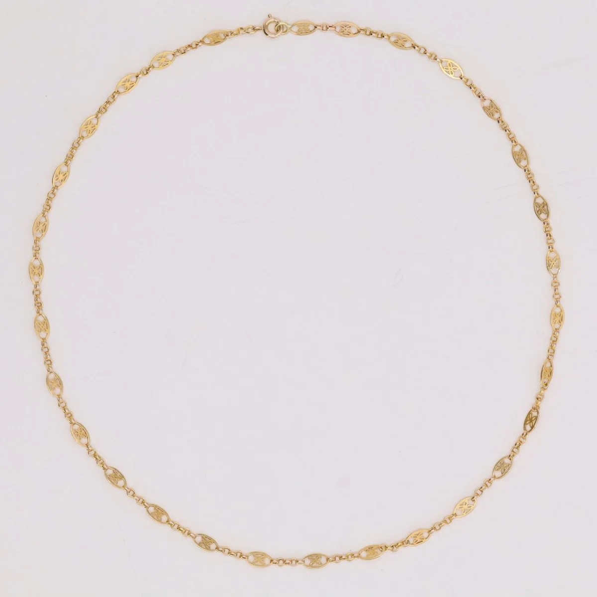 Necklace antique openwork motifs in yellow gold - Image 4