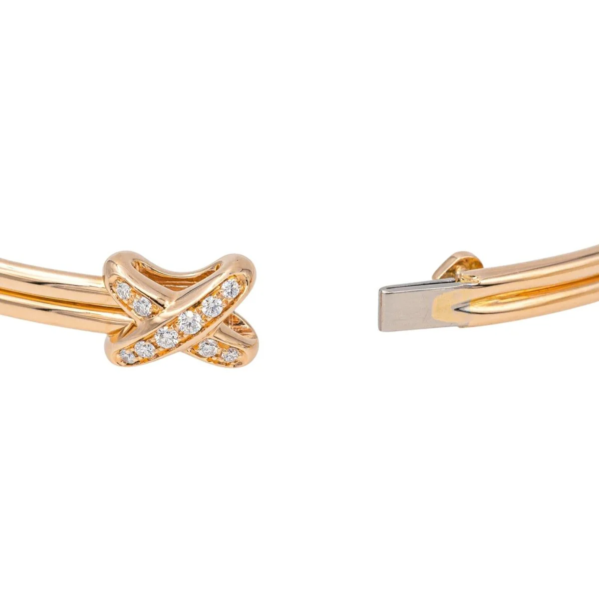 Bracelet CHAUMET "Crossed links" in rose gold and diamonds - Image 6