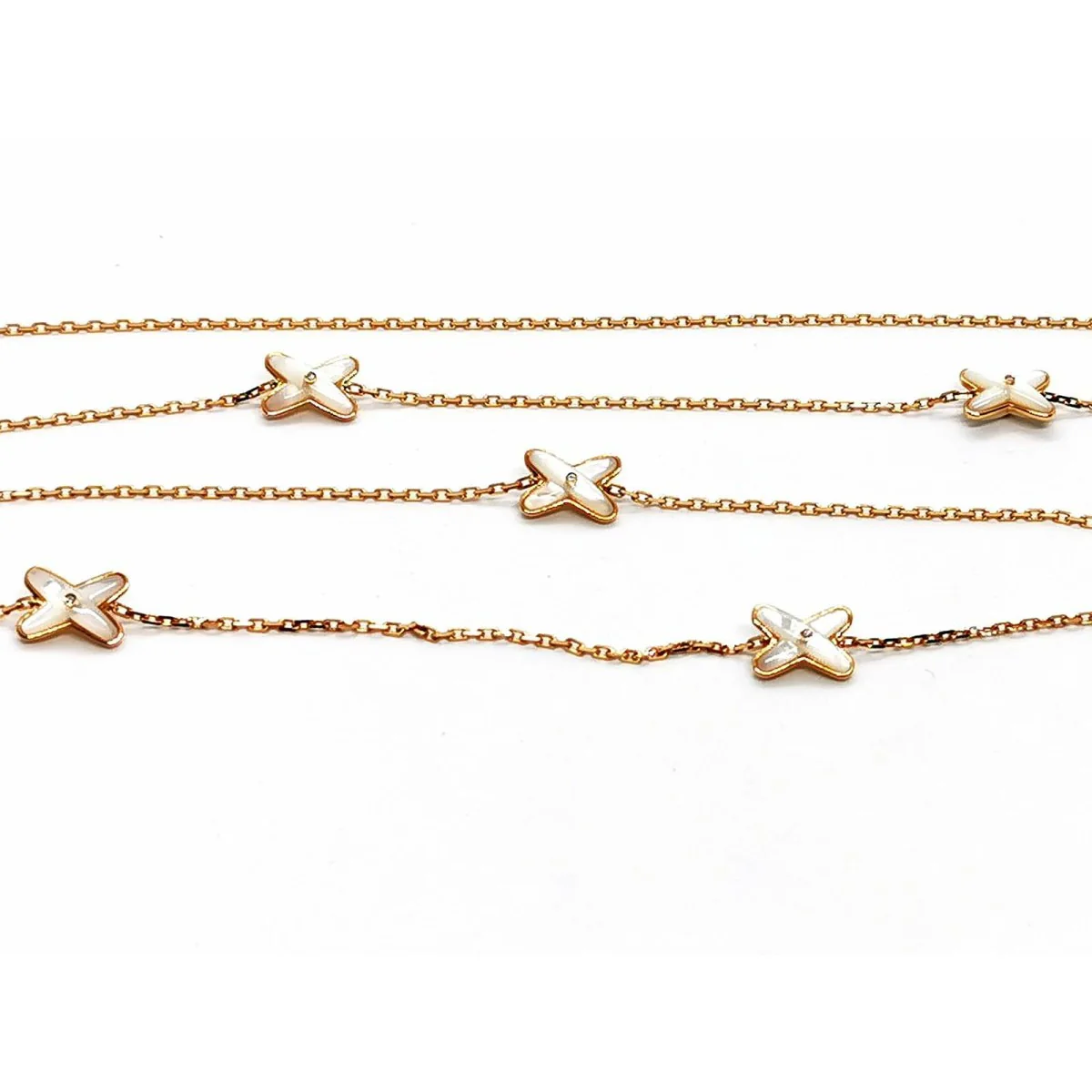 CHAUMET “Jeux de liens” long necklace in pink gold, mother-of-pearl and diamonds - Image 7