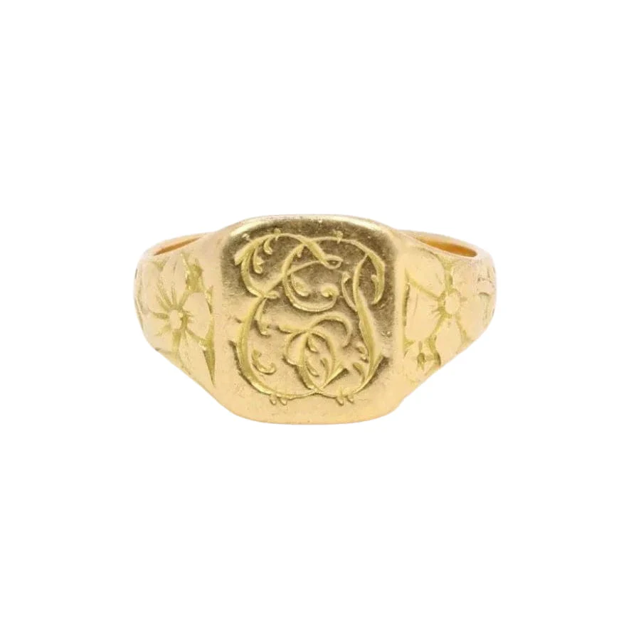 Yellow gold Art Nouveau Signet ring