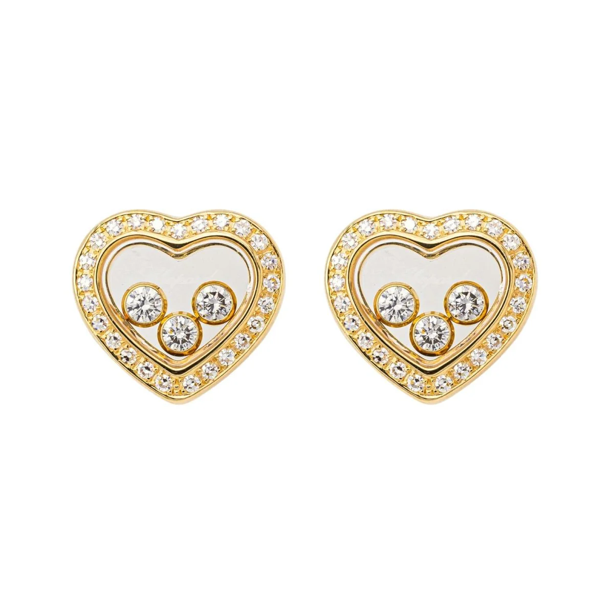 Earrings Happy Diamonds Icons" CHOPARD chips in yellow gold and diamonds