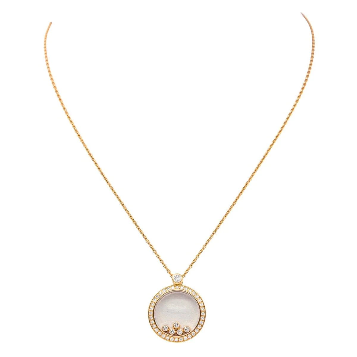 Necklace CHOPARD "Happy Diamonds Icons" pendant in rose gold, sapphire and diamonds