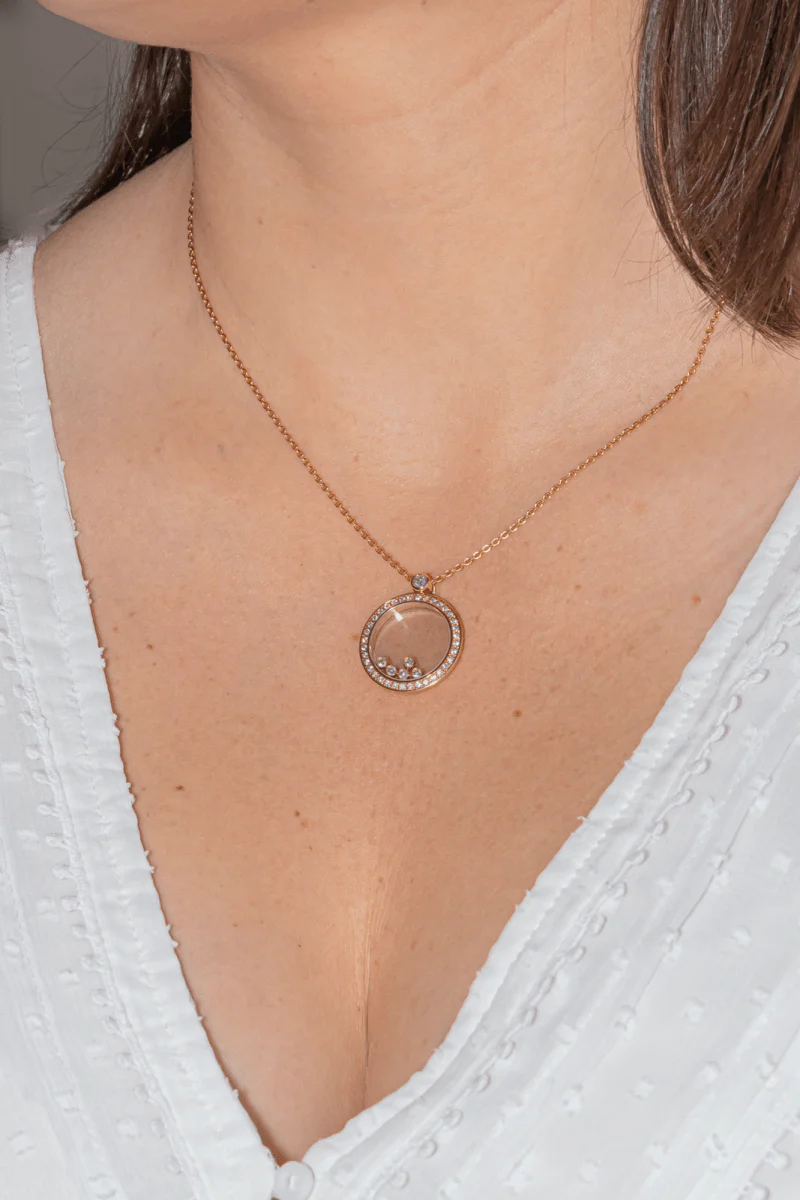 Necklace CHOPARD "Happy Diamonds Icons" pendant in rose gold, sapphire and diamonds - Image 2